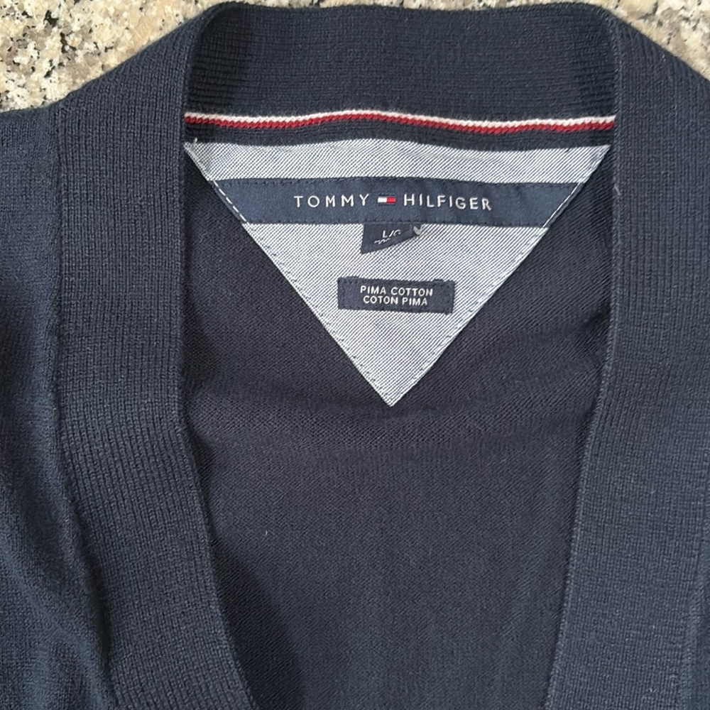 Tommy Hilfiger Men's Dark Blue V-Neck Sweater
